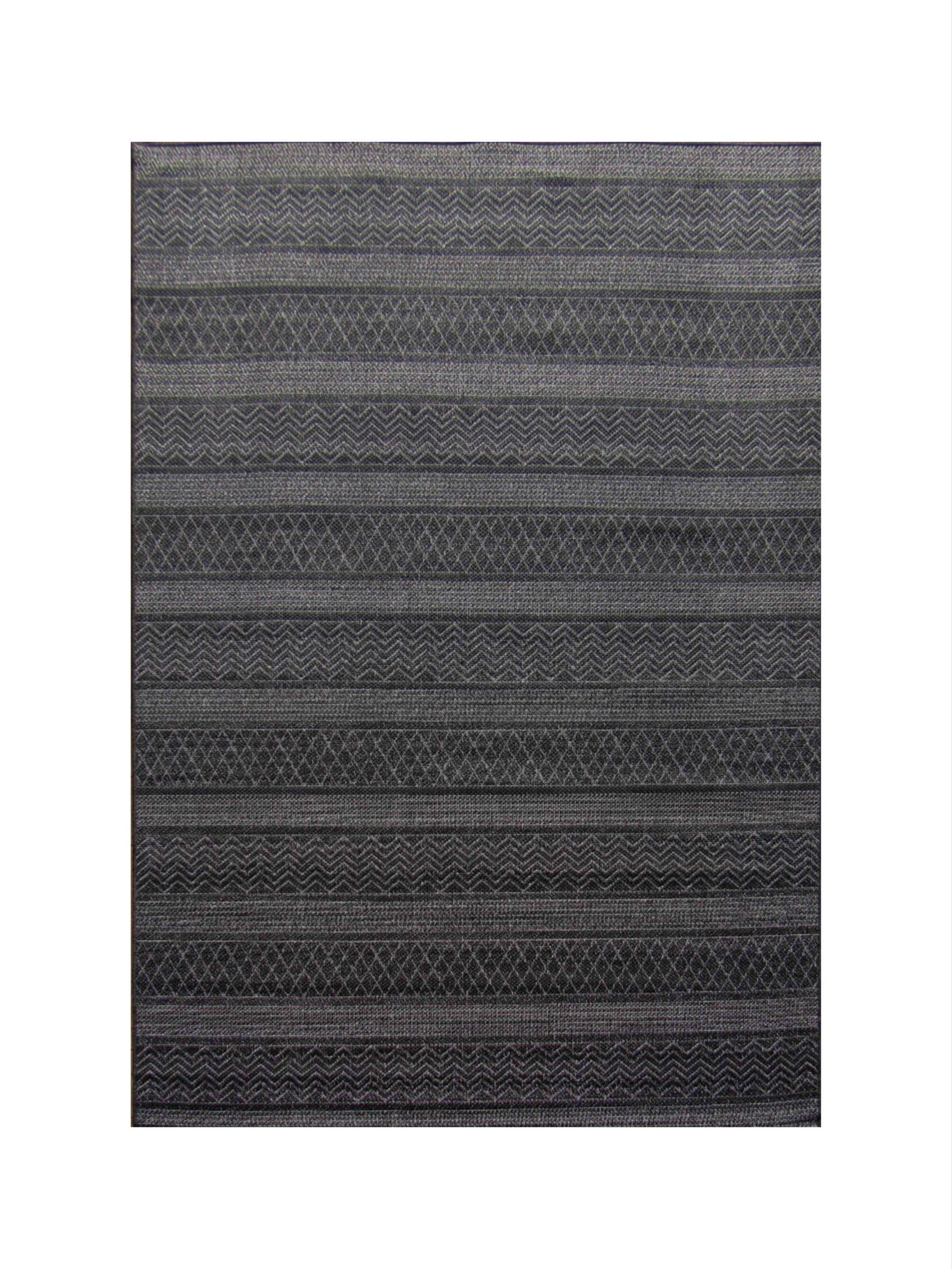 BK Carpets & Rugs - Reversible Zig-Zag Indoor Outdoor Area Rug  - 2m x 2.9m- Black - Grey