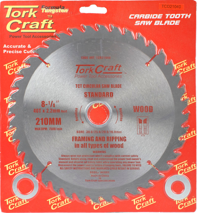 Tork Craft - Blade Tct 210 x 40T 30/1/20/16