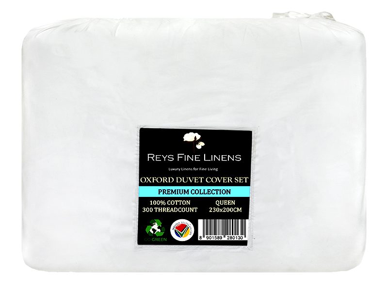Rey's Fine Linen - Premium Collection - Oxford Jet Black Satin Stitch Duvet Cover Set - 06 Pc Pack - Single
