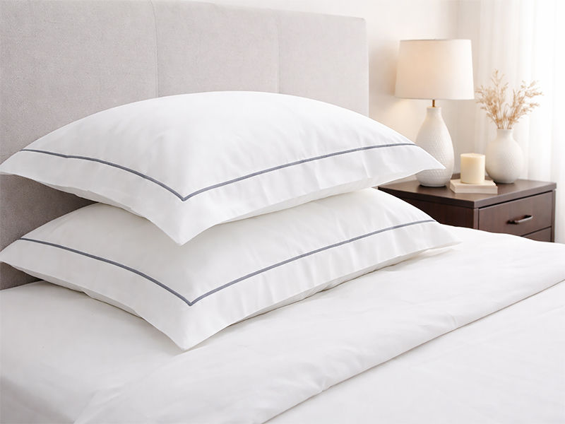 Rey's Fine Linen - Egyptian Collection - Oxford Satin Stitch Pillow Cover - Wedding Bells - King (30 Sets)