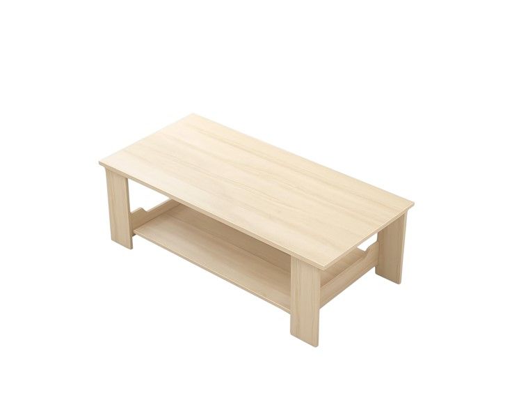 2 Tier Coffee Table with Open Shelves Brown