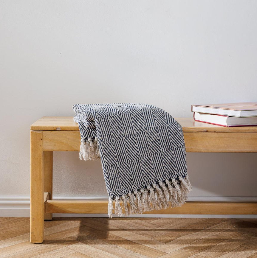 Cotton Bay Geo Diamond Throw Ash Grey