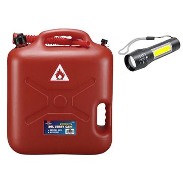 Auto Gear Plastic 20L Petrol Jerry Can with Spout and Torch