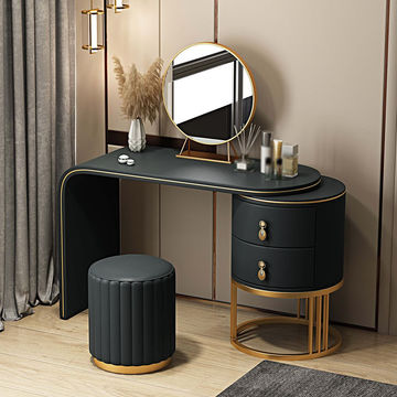 KC FURN-Faux Leather Makeup Vanity Set