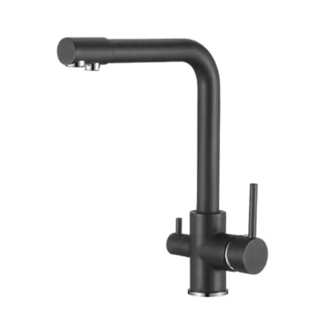 Trendy Taps Premium Quality Black Twin Kitchen Tap with Filter Water Outlet