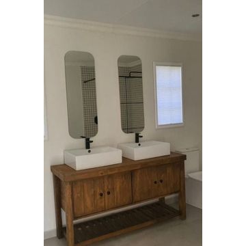 Rustic Pine Bathroom Vanity – 1200mm with Pine Top & Wood Stain Finish