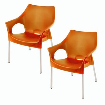 Dublin Café Chair/Patio Chair/ Garden Chair / Stacking Chair - WHITE - Set of 6