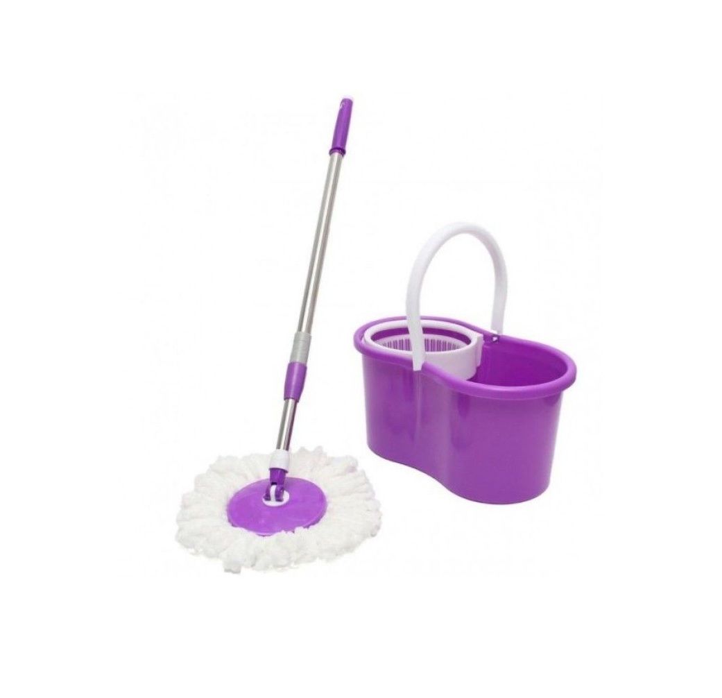 Rotating 360 Magic Spin Mop And Plastic Bucket Set-Green - Purple