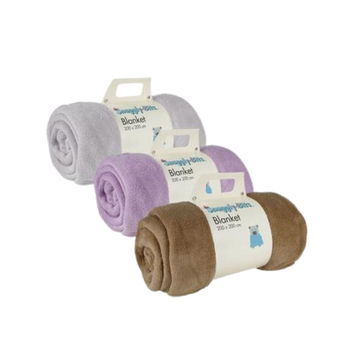 Flannel Fleece Blanket 200cm x 200cm, Assorted Colours - Set of 3 Blankets
