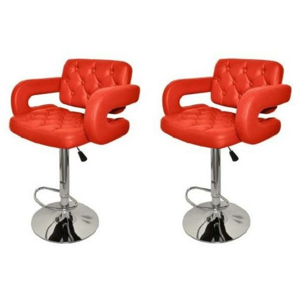 MAK Faux Leather Luxury Barstools  with armrests - set of 2 - Red
