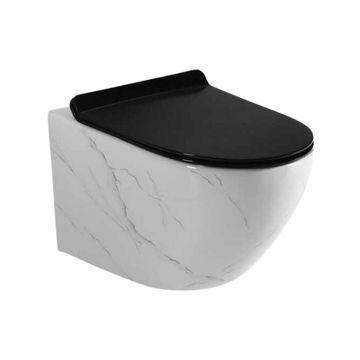 WALL HUNG TOILET - WHITE & BLACK - AQUA