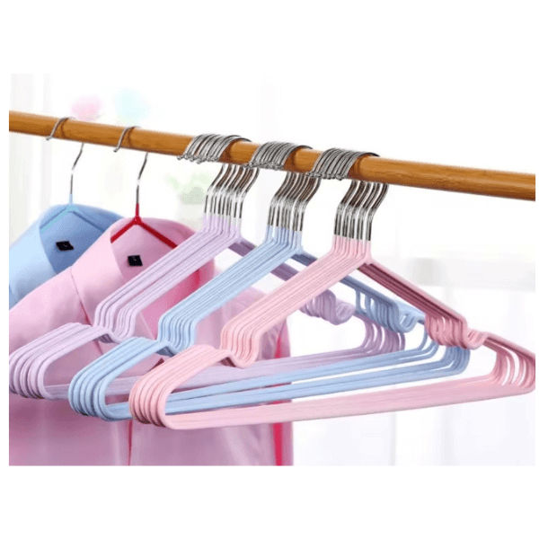 Pack of 10 PVC Coating Metal Wire Hanger - Blue