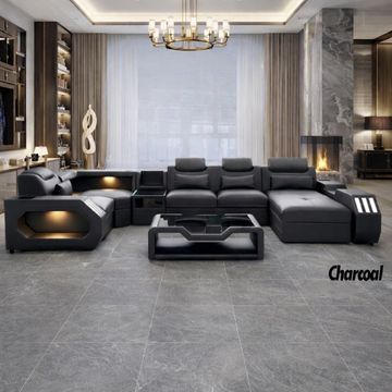 Prestige Home - Tesla U-Shape Smart Couch - Charcoal