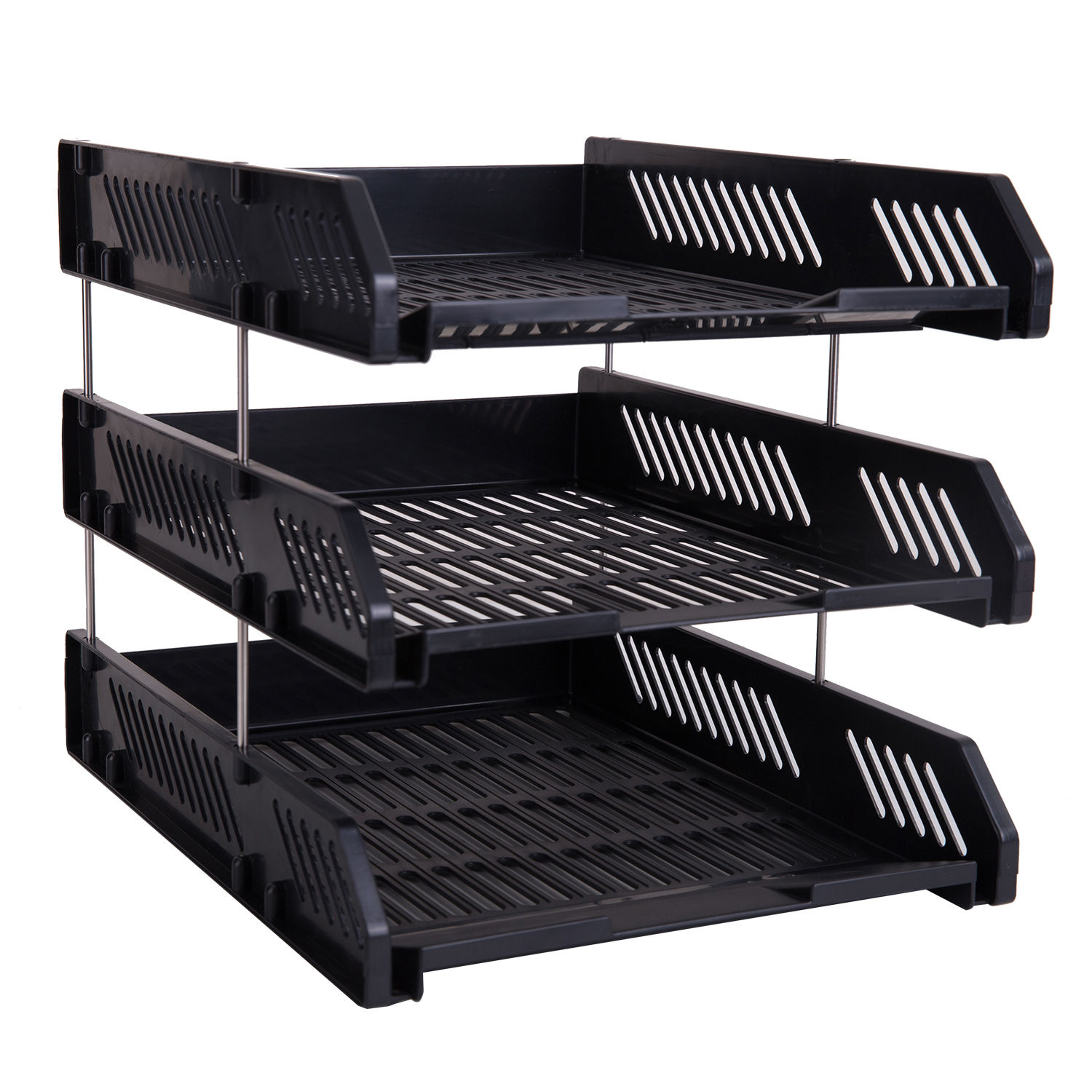 Deli 3-Tier Plastic Letter Tray - Black