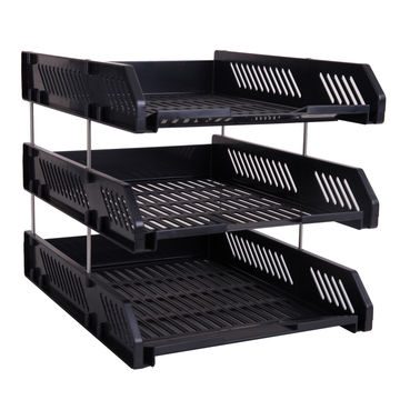 Deli 3-Tier Plastic Letter Tray - Black