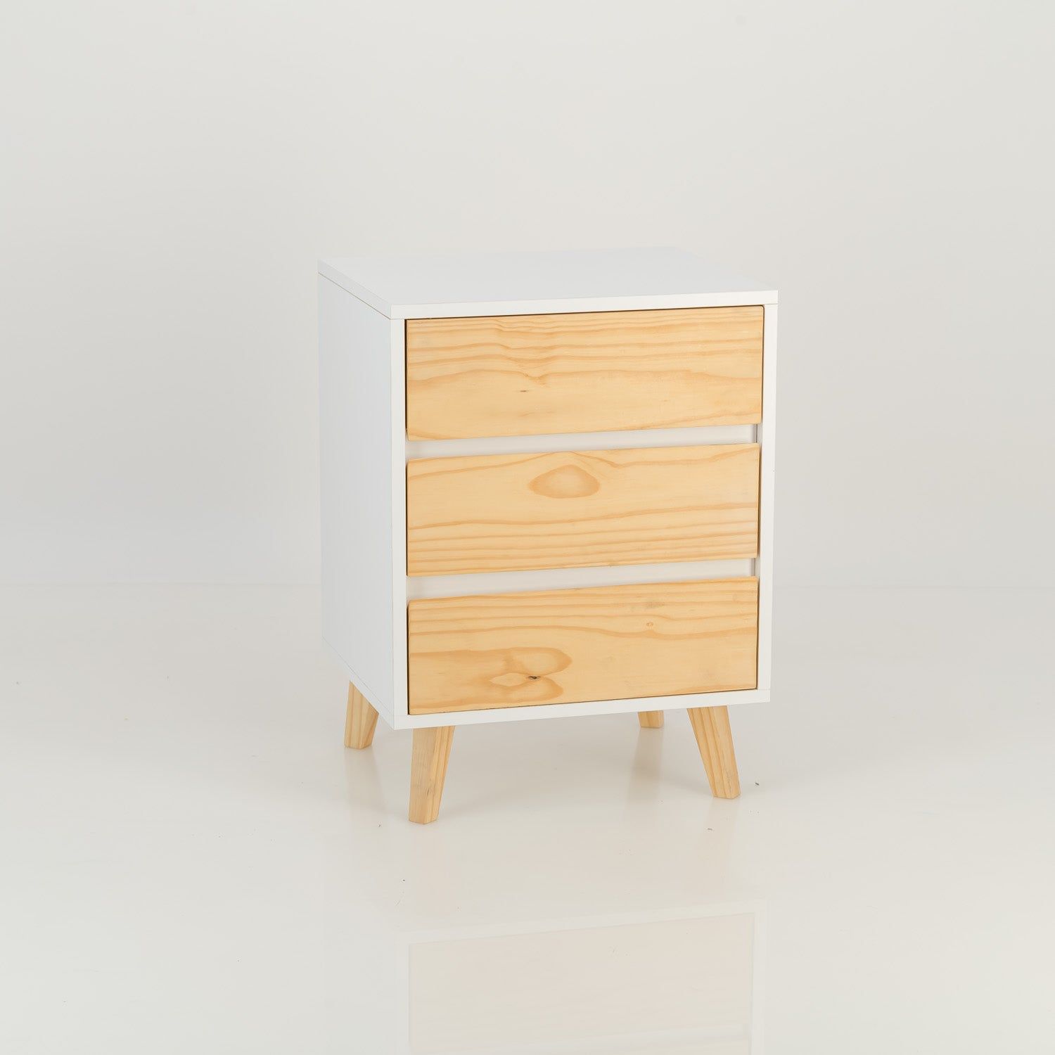 Nallo Three Drawer Side Table - White
