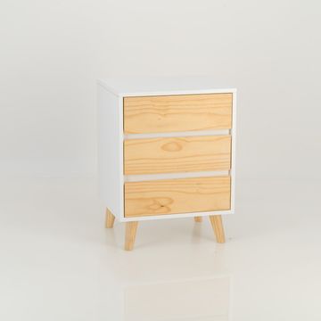 Nallo Three Drawer Side Table - White