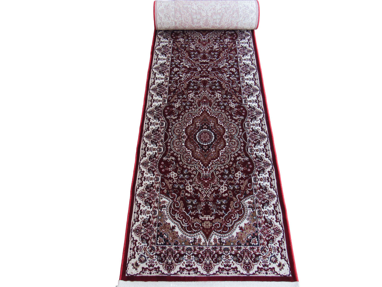 BK Carpets & Rugs -  Persian Inspired Medallion Runner Rug  –  80cm x 5m - Red  & White