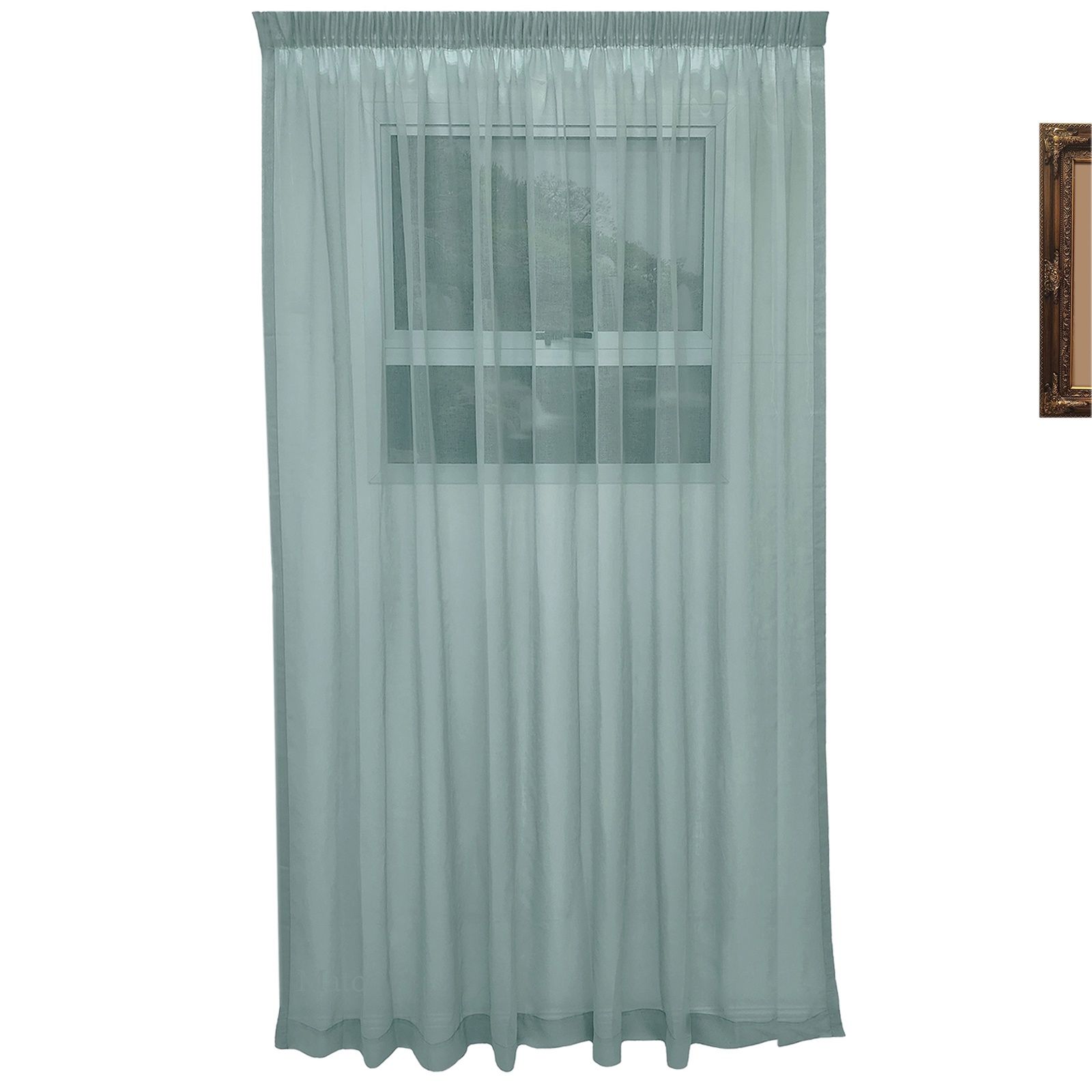Matoc Designs Curtain -Mystic Voile -Dusty Green -Taped - 500cm W x 218cm H