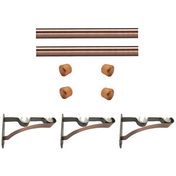 Matoc 28mm Double Pole Set - Plain End Caps - Antique Copper - 2.5m