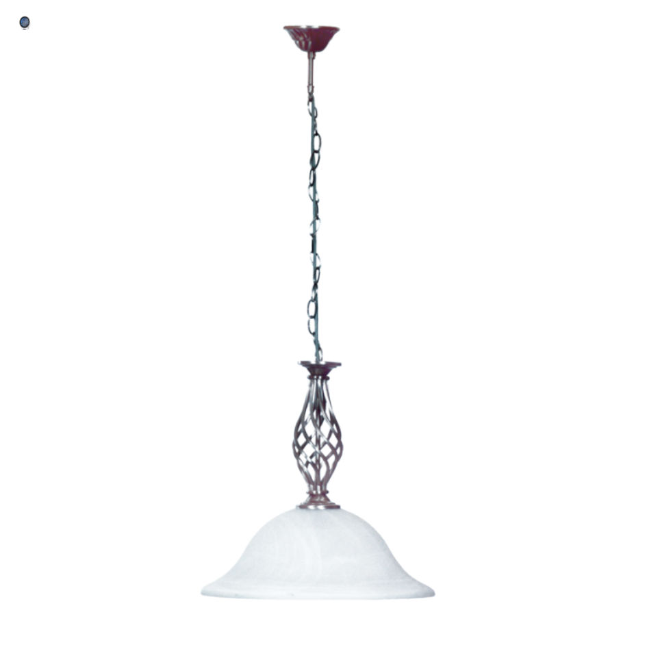 Satin Chrome Pendant with Alabaster Glass