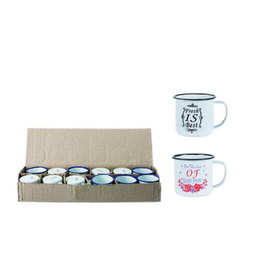 Enamel Mug 6cm Decorated (Pack of 12)