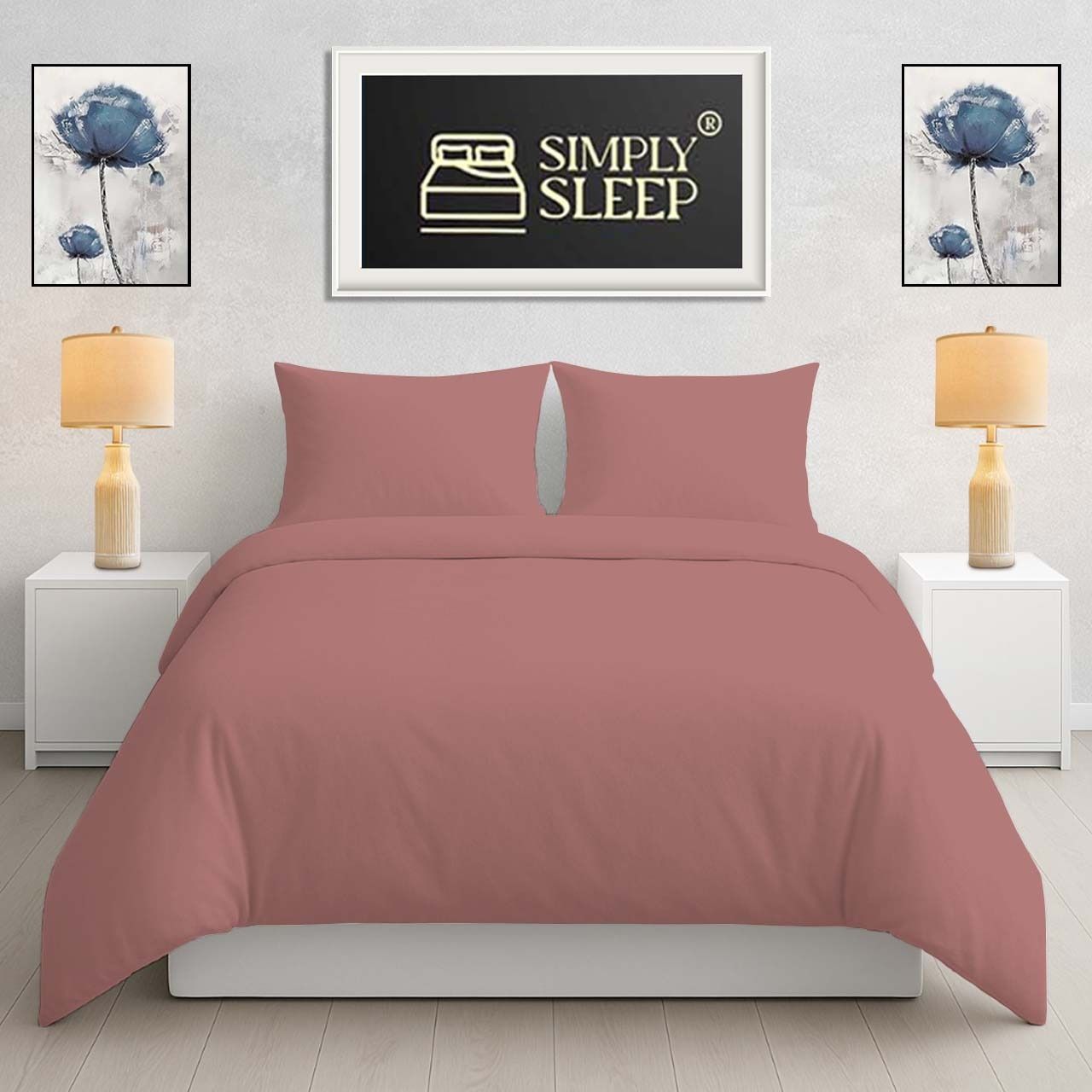 Simply Sleep - Everyday Collection Duvet Cover Set - Plain - 90GSM- (6Sets) Old Rose - Queen