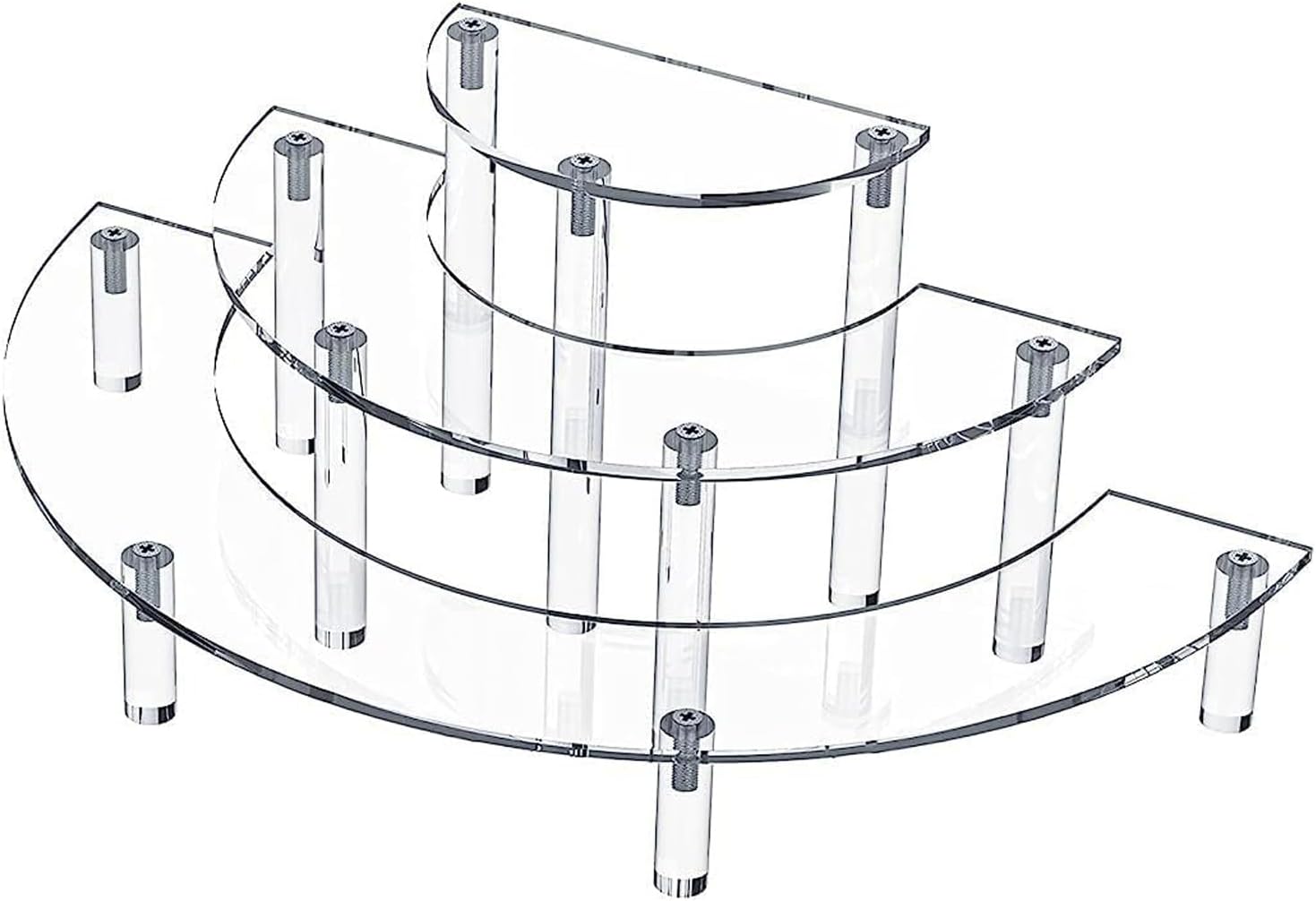 3 Tier Clear Acrylic Display Riser Stand Perfume Cupcake Organiser-Crescent - 1 Pack