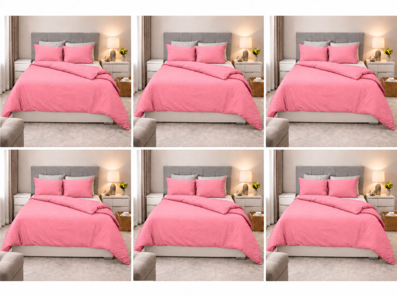 Everyday Collection Duvet Cover Set - Plain - 90GSM- (6Sets) Pink Frosting - Double