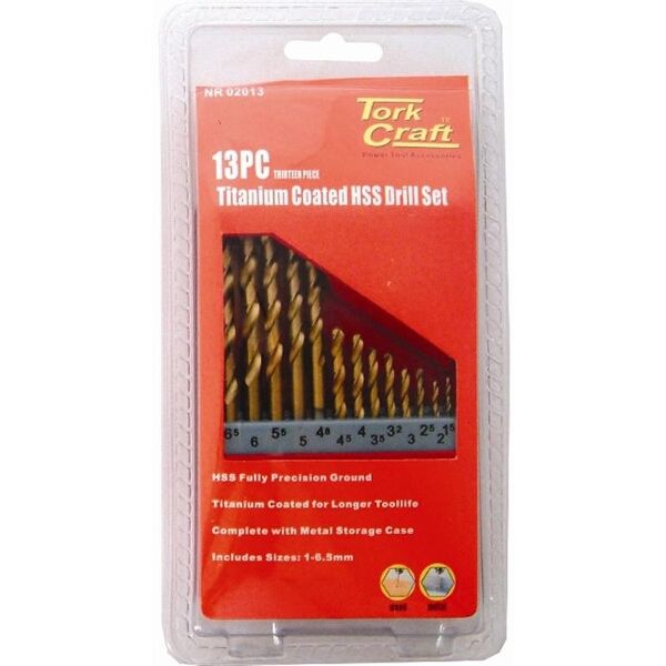 Drill Bit Set 13Pce Tin. Coated Metal Case