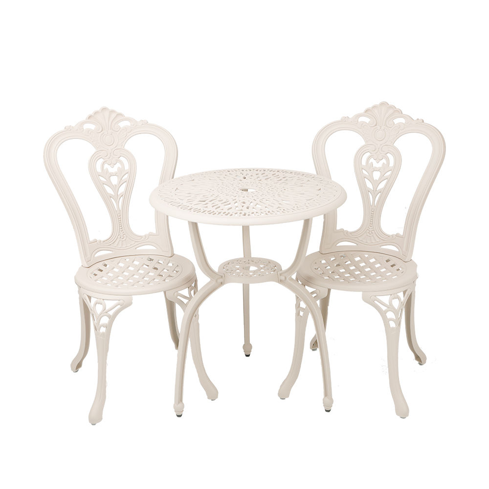 2 Seater - Victoria Aluminium Patio Set / Garden Furniture / Outdoor Dining Set   (2 Victoria Chairs with 60cm Round Elizabeth Table) - SAND