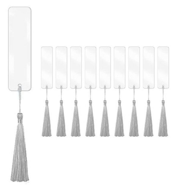 Clear Acrylic Bookmark & Tassel Set - Silver (25)