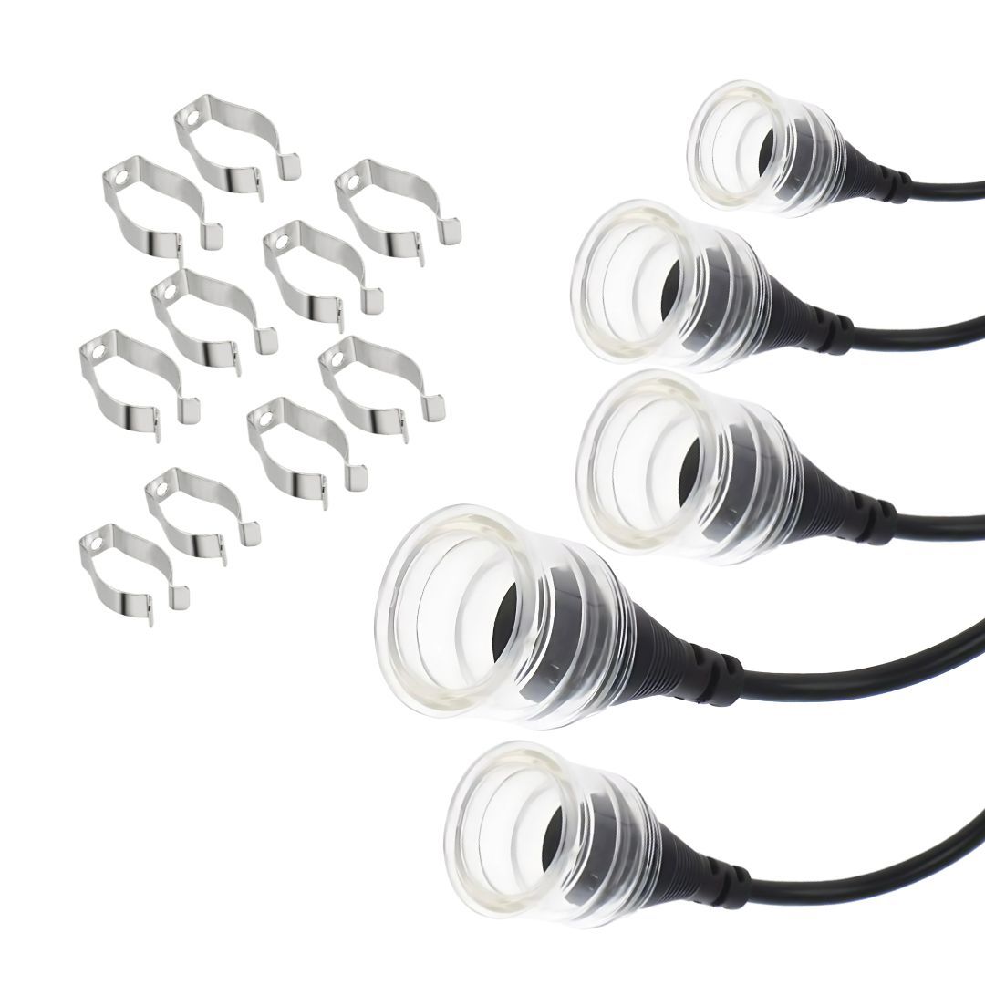 Waterproof T8 Bulb Socket Power Cable With U-Clip Holders 3m Cable - 5 Pack