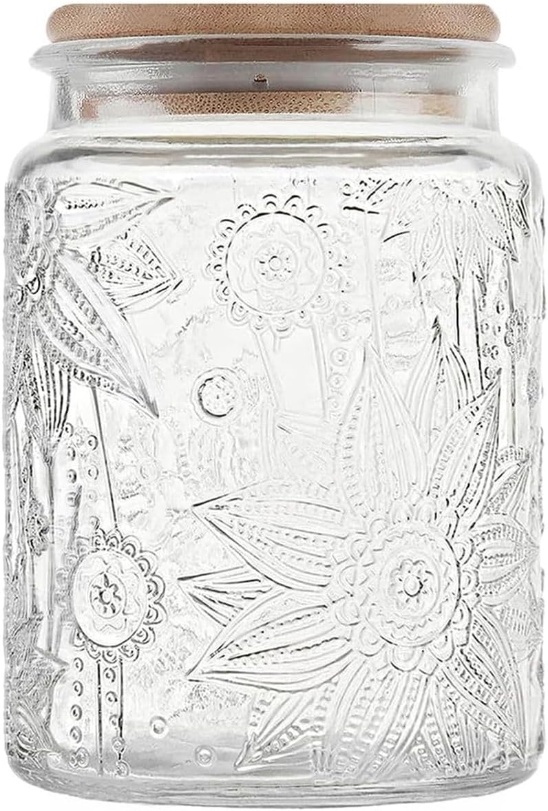 Vintage Storage Glass Jar Wooden Lid Food Safe and Dishwasher Safe 700ml