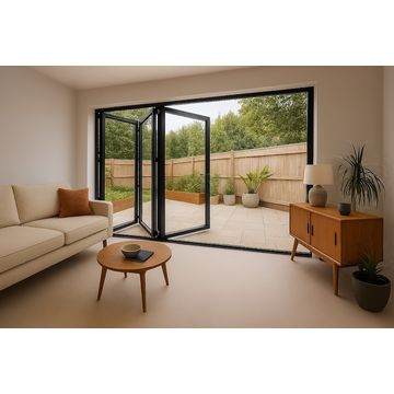 Kenzo - SFD3FG7RC - Aluminium Fold A-Side Door 2.1mx2.1m Charcoal Open to Right Viewed From Outside