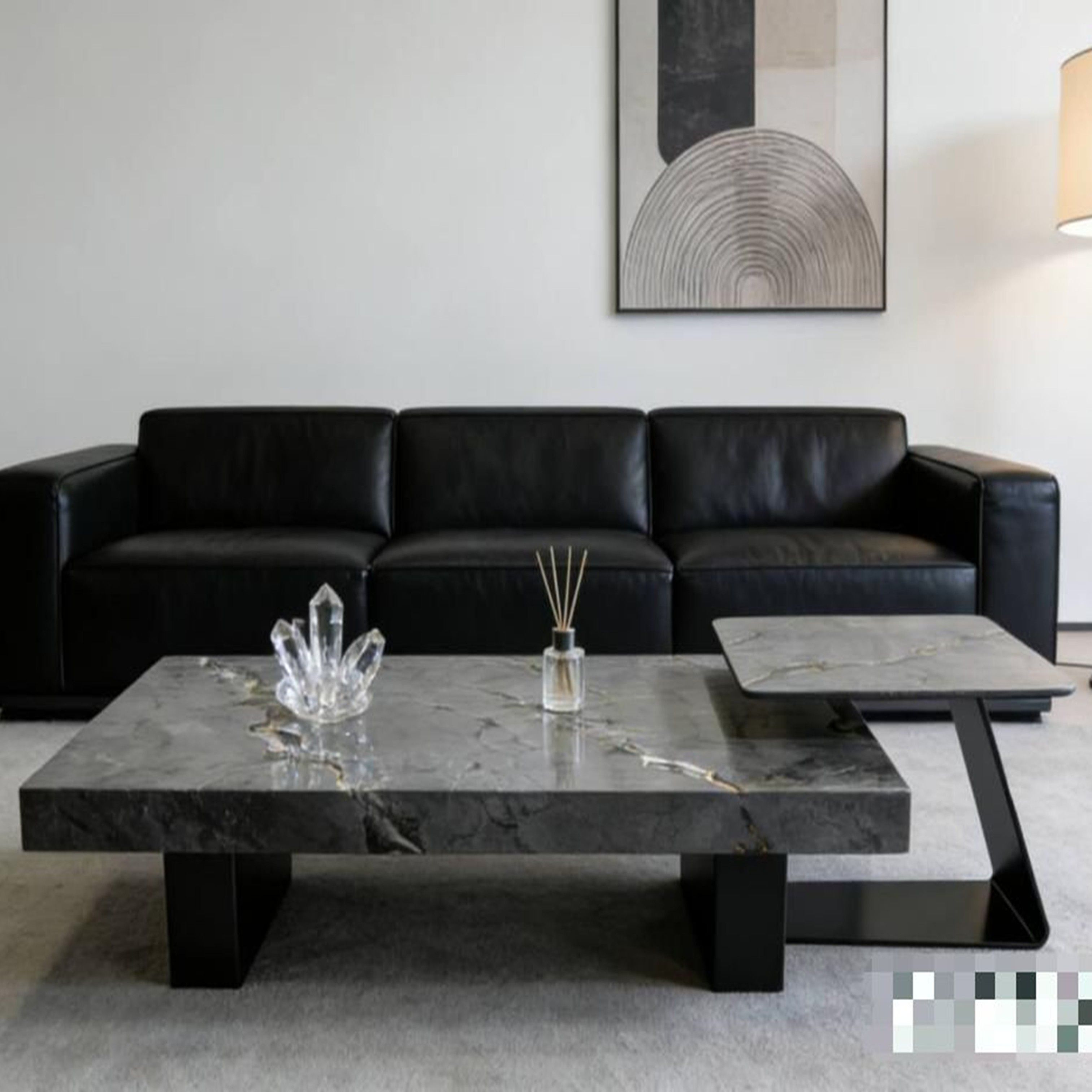 Madiega Furniture - Elegant Grey-Marble Two-Piece Coffee Table