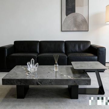 Madiega Furniture - Elegant Grey-Marble Two-Piece Coffee Table