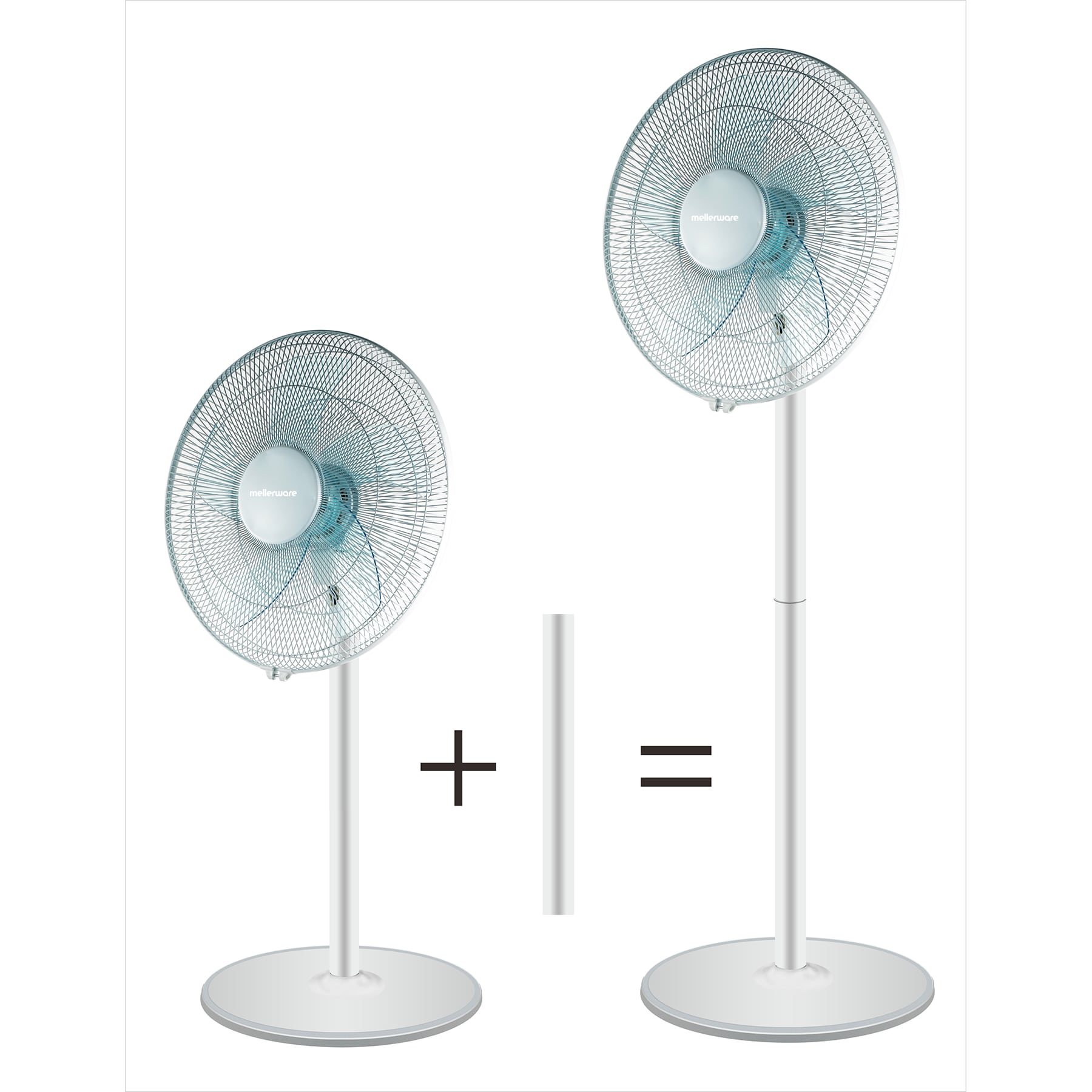 2 in 1 Stand & Pedestal Fan White 40cm 50W