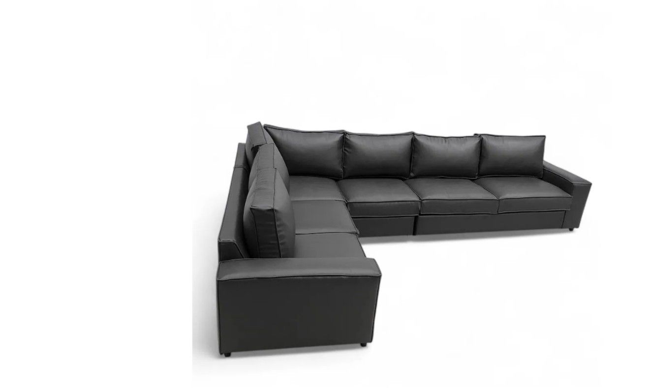 Amsterdam Leather Couch Grey Left Sided
