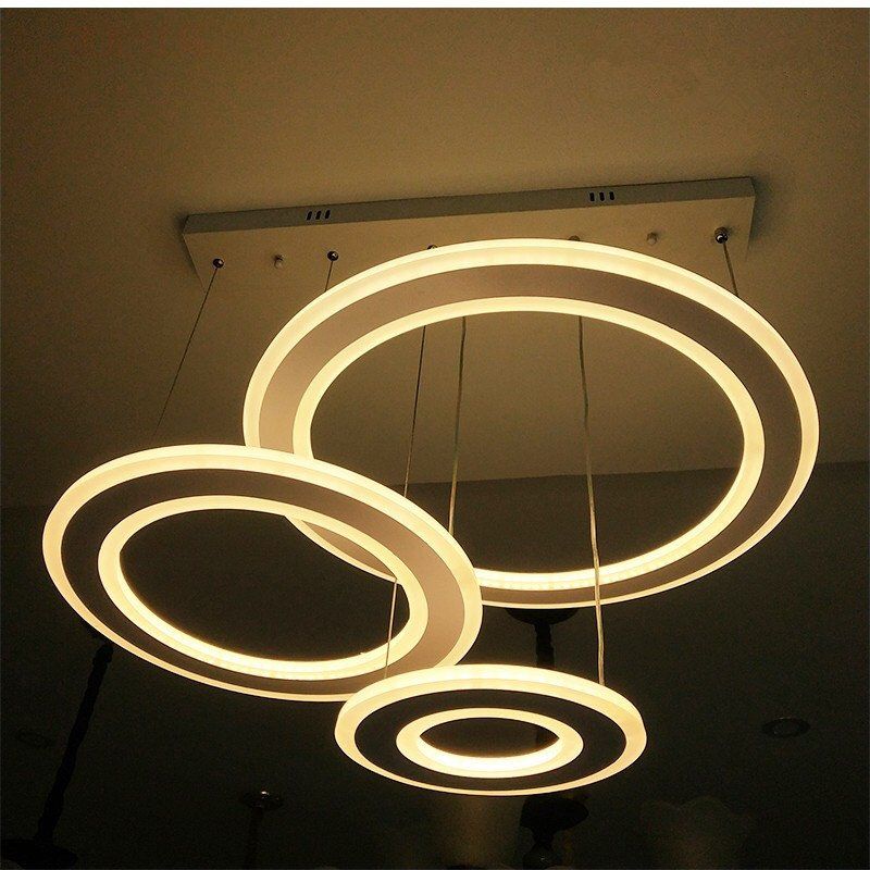 3-Ring Suspended LED Circle Chandelier – Modern Adjustable Pendant Light