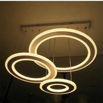 3-Ring Suspended LED Circle Chandelier – Modern Adjustable Pendant Light