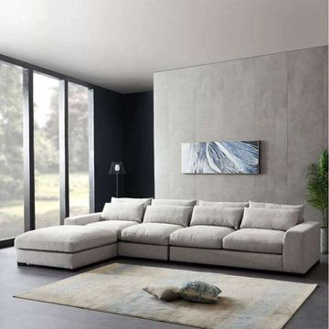 Elmer L Shape Sofa -Grey -Linen