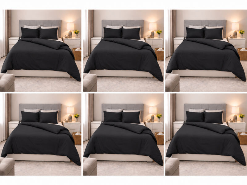 Everyday Collection Duvet Cover Set - Plain - 90GSM- (6Sets) Jet Black - Single
