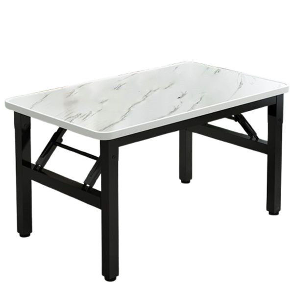 Folding Rectangular Dining Table Simple Stall Coffee Table for Rental Housing Dormitories Outdoor Square Table ( 60 X 40 ) cm -White