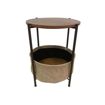 KCW FURN: Round Side Table With Storage Basket