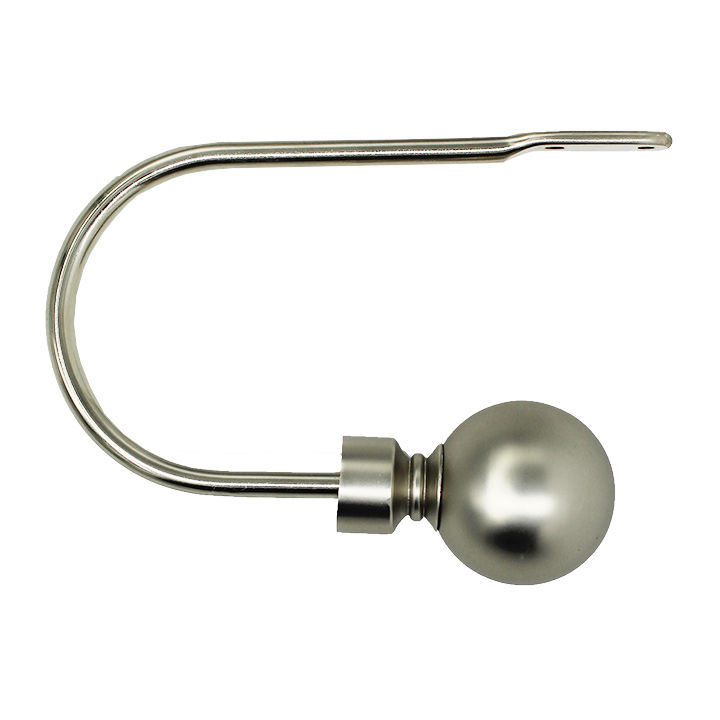Matoc Designs Curved Curtain Tieback Arm with Ball Finial - Silver (Pack of 2)