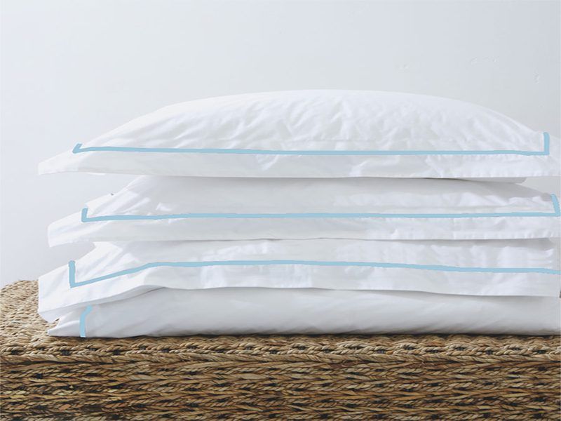 Rey's Fine Linen - Egyptian Collection - Oxford Satin Stitch Duvet Cover -Crystal Blue-Super King(01 Set)