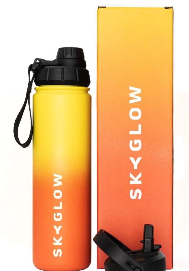 SkyGlow - Double Wall Water Bottle - Gym Water Bottles - Sports Water Bottle - 650ml - Fire