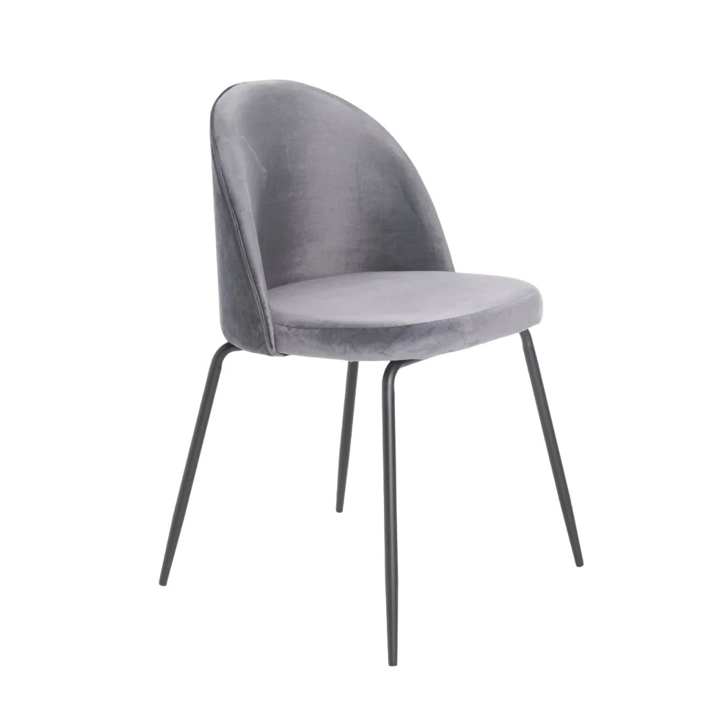 Vividitto - Kia Bloom Velvet Dining Chair - Grey