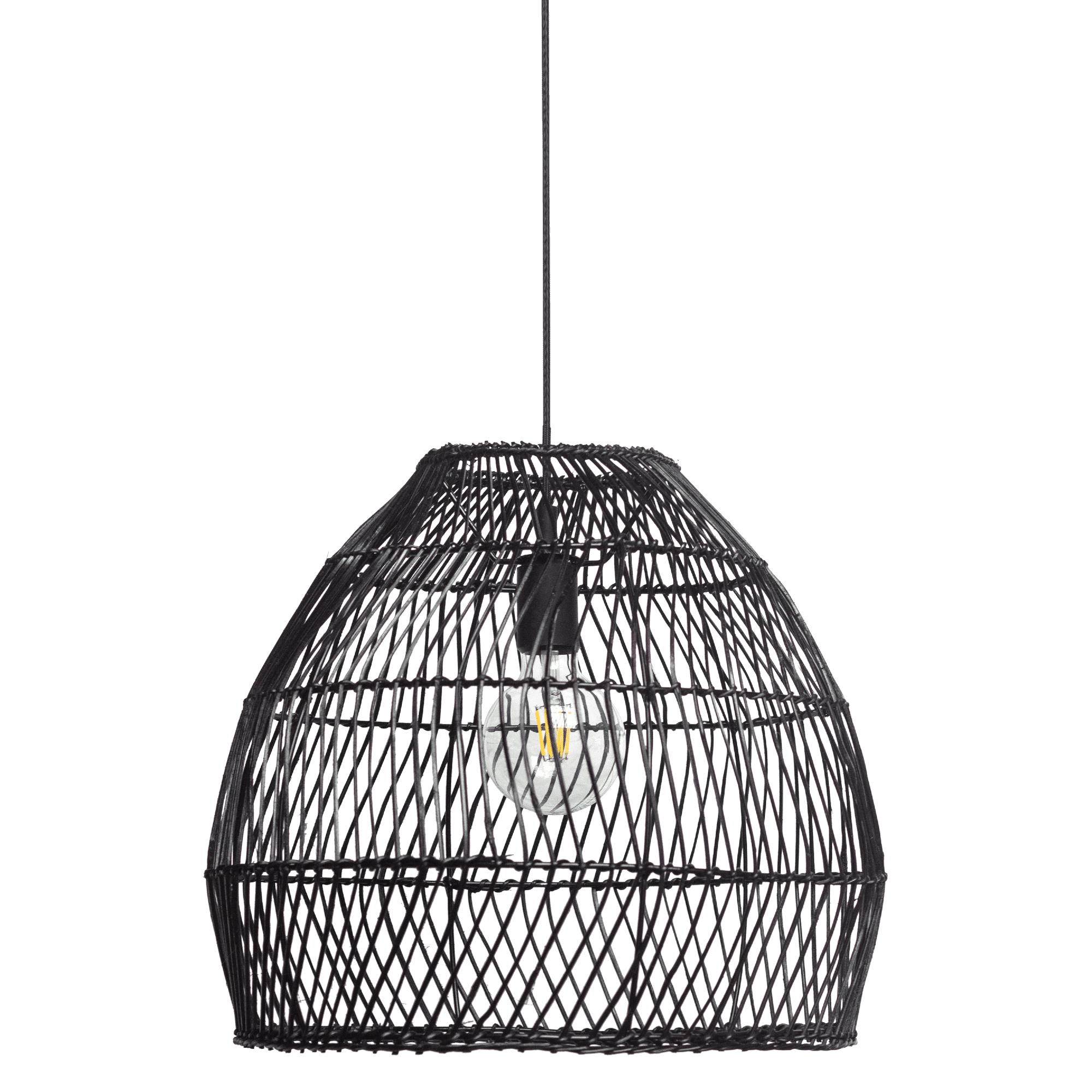 Zebbies Lighting Lwandle Black Hand Crafted Rattan Pendant Shade Only (Pendant Cord Excluded)